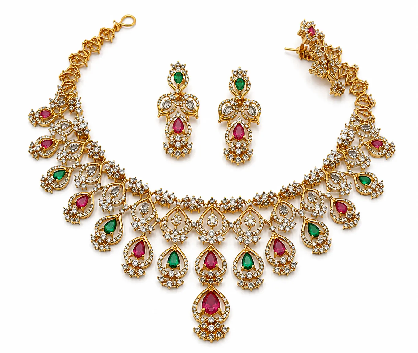 Ruby Emerald Cascade Set