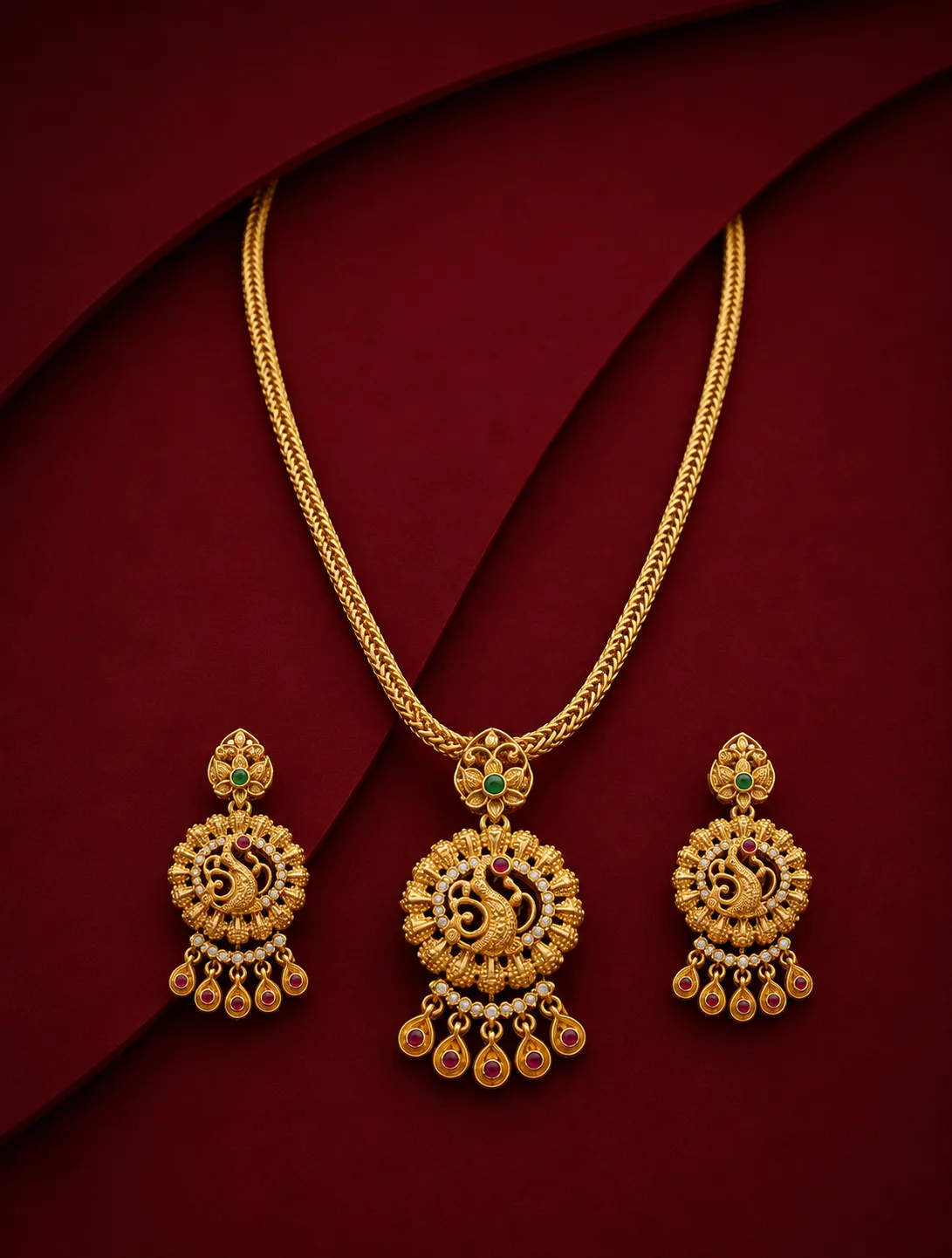 Swarna Peacock Pendant Set